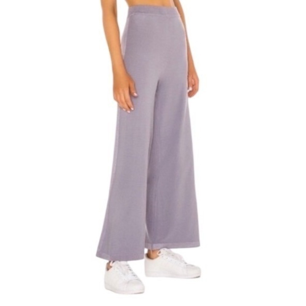 FREE PEOPLE Show Off Cropped Wide Leg Pants, Soft Lavender Metallic, Size Large